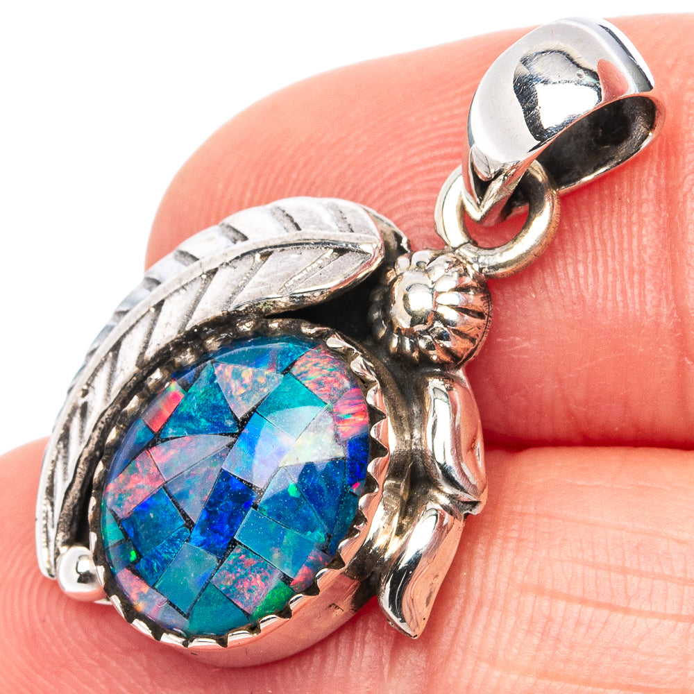 Rare Triplet Opal Pendant 1 1/8" (.925 Sterling Silver)