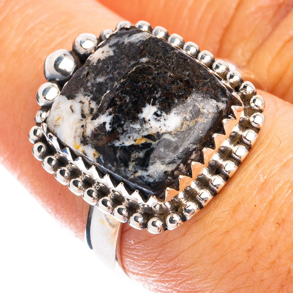 White Buffalo Turquoise Ring Size 7.75 (925 Sterling Silver) R8386
