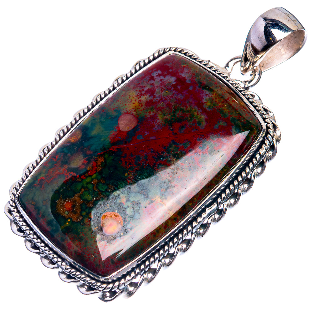 Bloodstone 925 Sterling Silver Pendant 2"