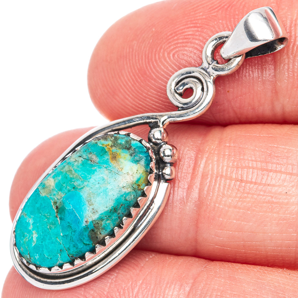 Rare Arizona Turquoise Pendant 1 5/8" (925 Sterling Silver) P42006