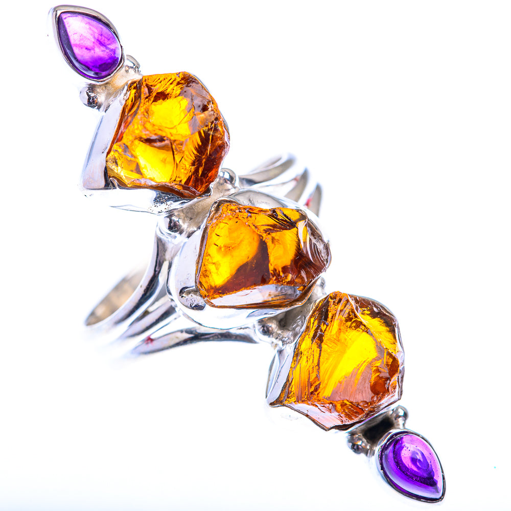 Large Raw Citrine, Amethyst 925 Sterling Silver Ring Size 10.5 (925 Sterling Silver) RING140398