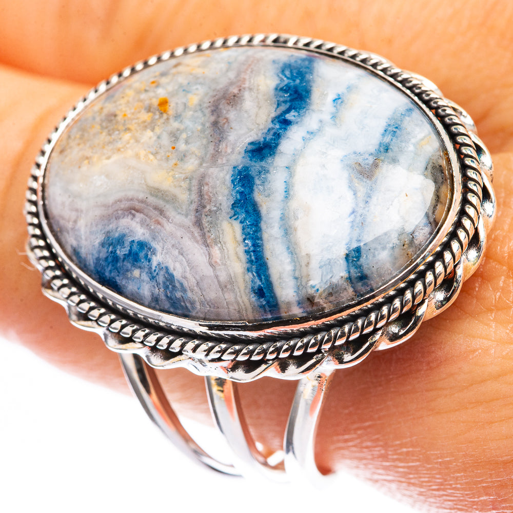 Huge Blue Scheelite Ring Size 14 (925 Sterling Silver) R142715