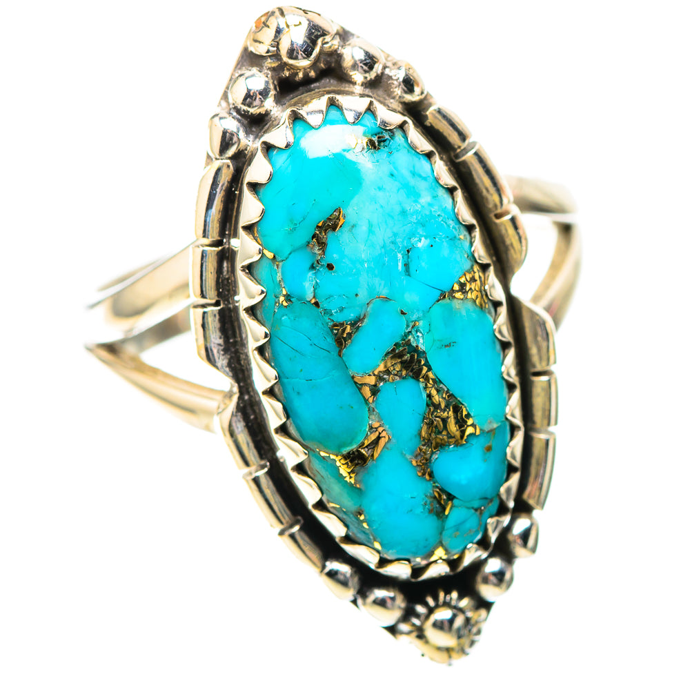 Blue Copper Composite Turquoise Ring Size 7.5 (925 Sterling Silver) RING138868