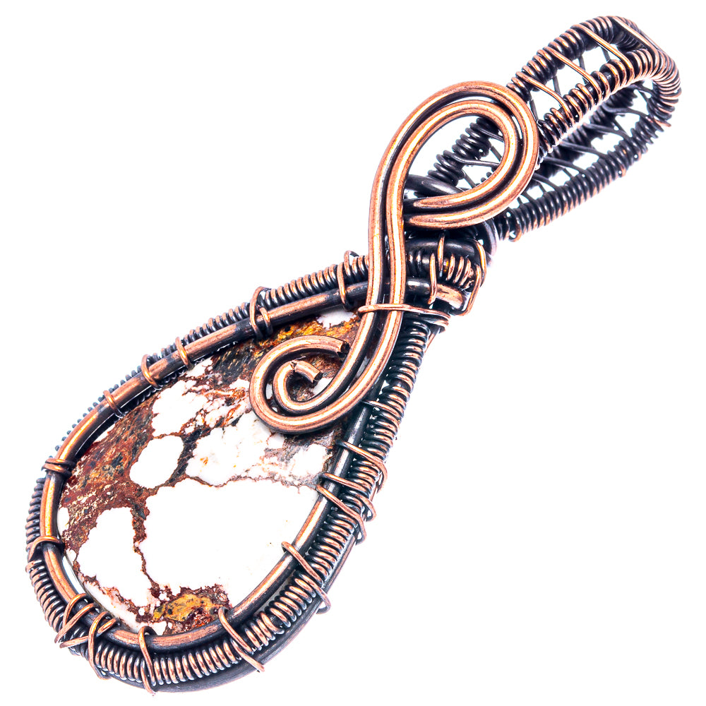 Wild Horse Jasper Wire Wrap Pendant 2 3/8" (Oxidized Copper)