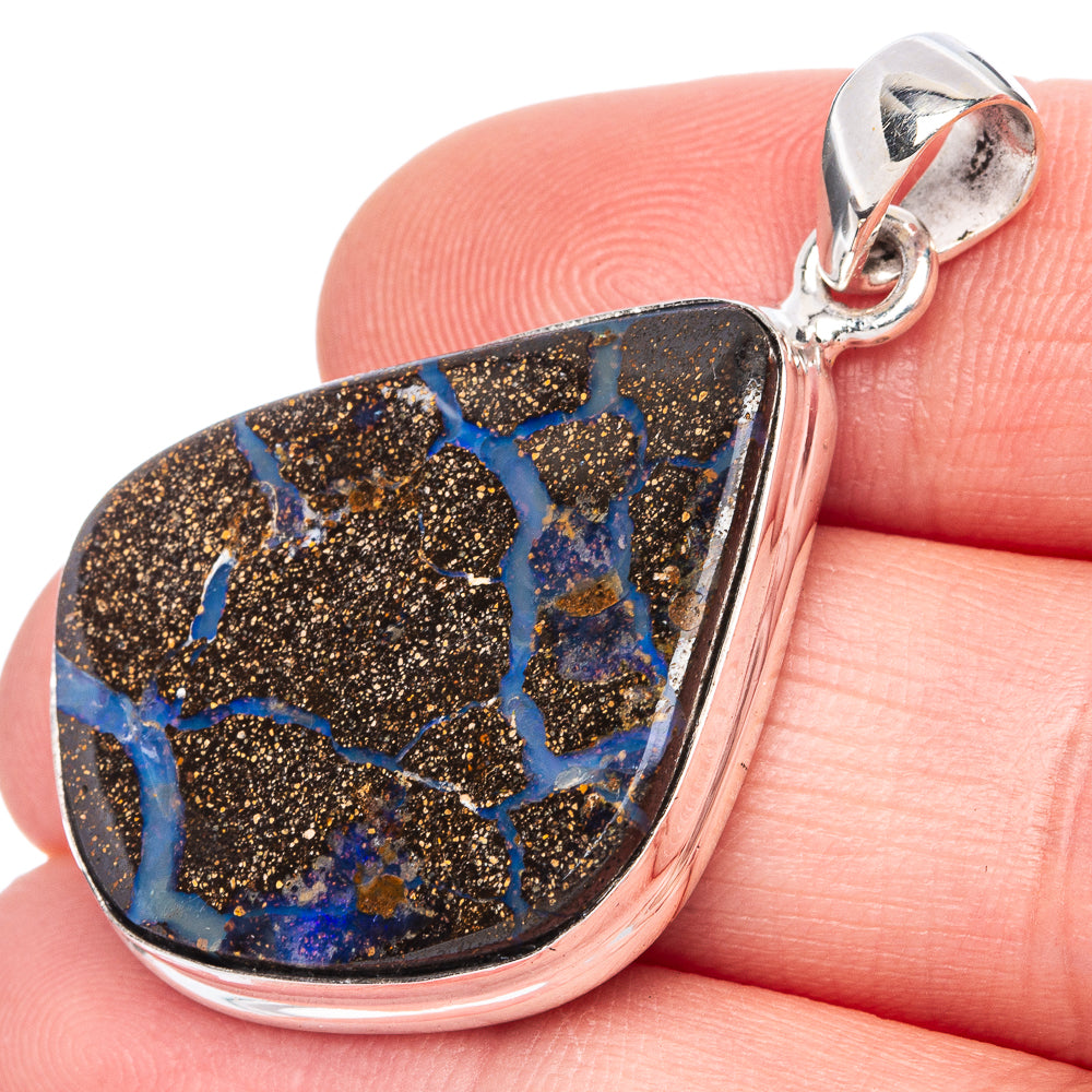 Rare Boulder Opal Pendant 1 5/8" (925 Sterling Silver) P41975