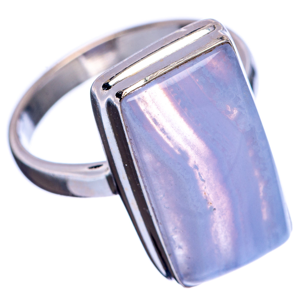 Blue Lace Agate Ring Size 6.5 (.925 Sterling Silver)