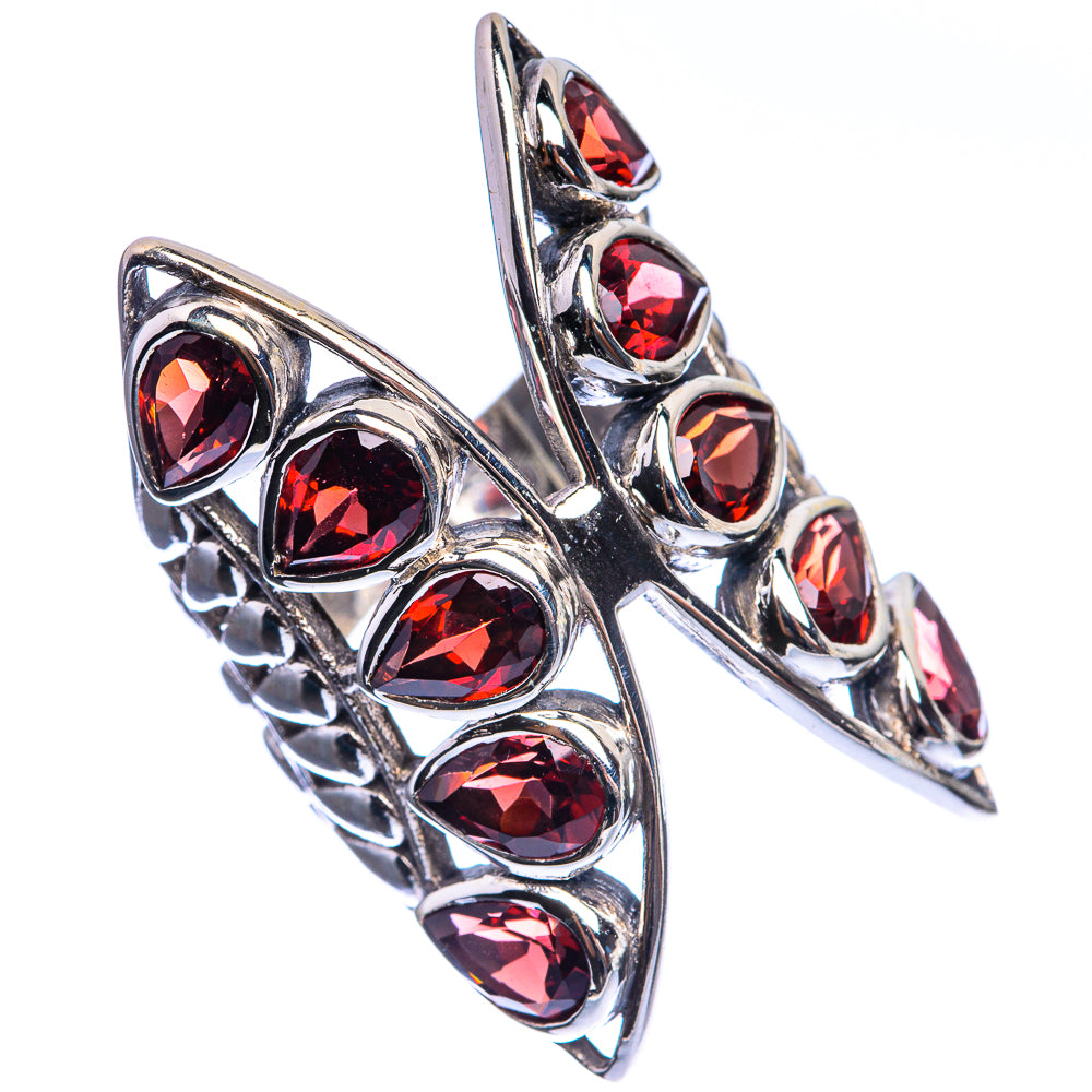 Large Garnet 925 Sterling Silver Ring Size 5.25