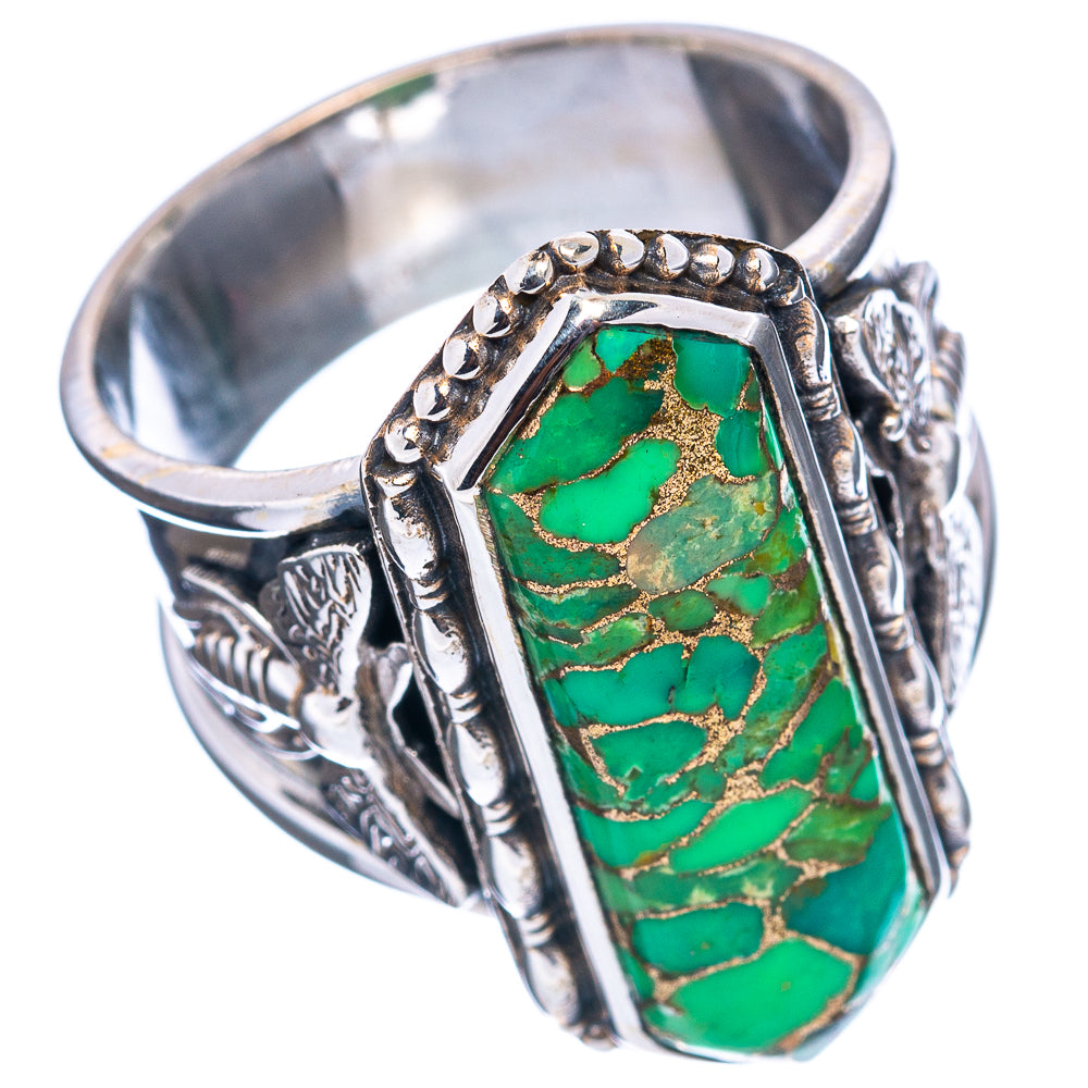 Premium Green Copper Turquoise Ring Size 9.25 (.925 Sterling Silver)