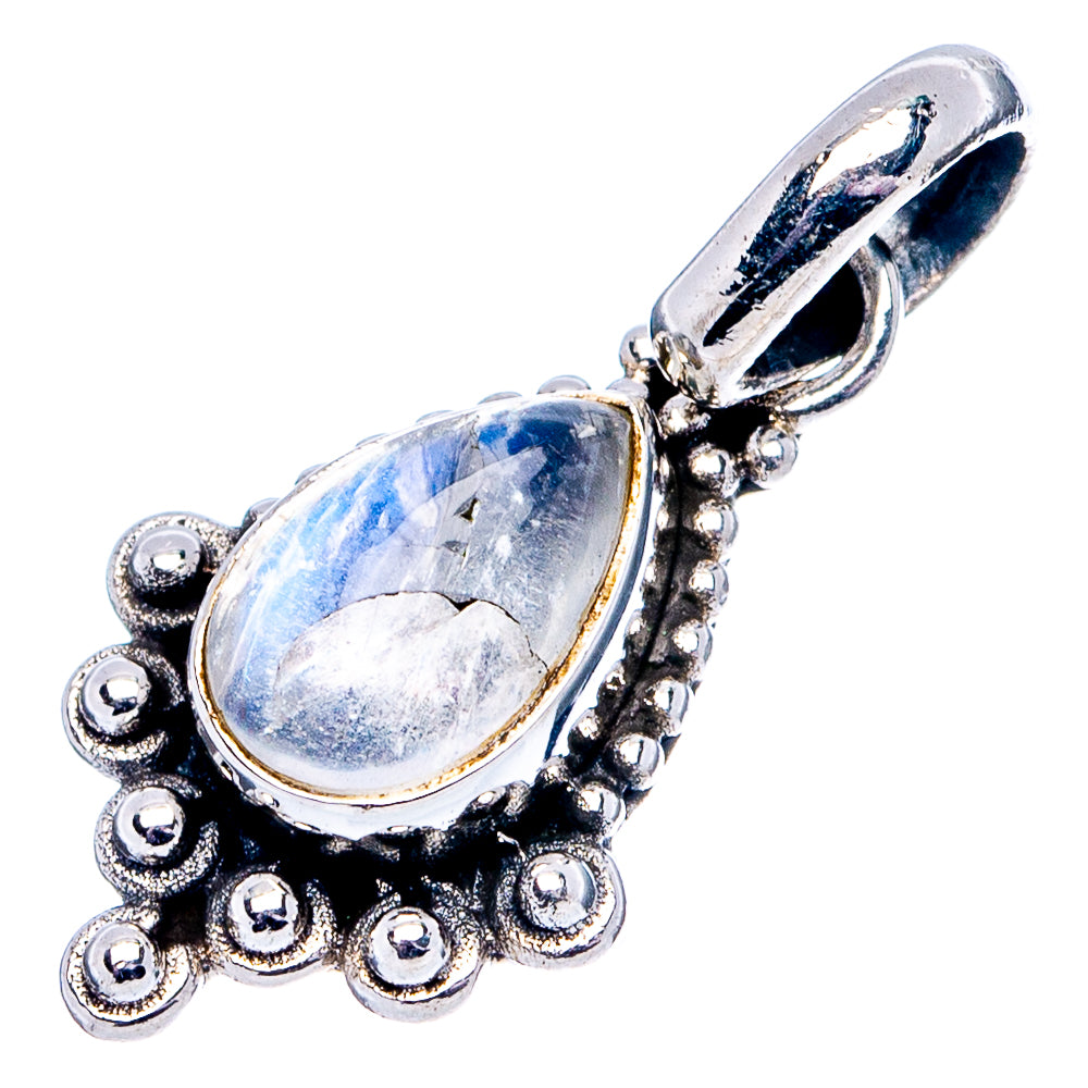 Rainbow Moonstone Dainty Pendant 7/8" (.925 Sterling Silver)