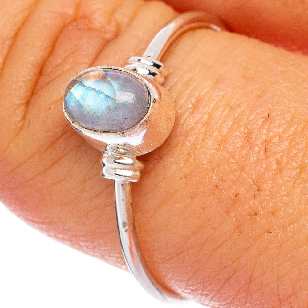 Rainbow Moonstone Dainty Ring Size 9.25 (925 Sterling Silver) R145672
