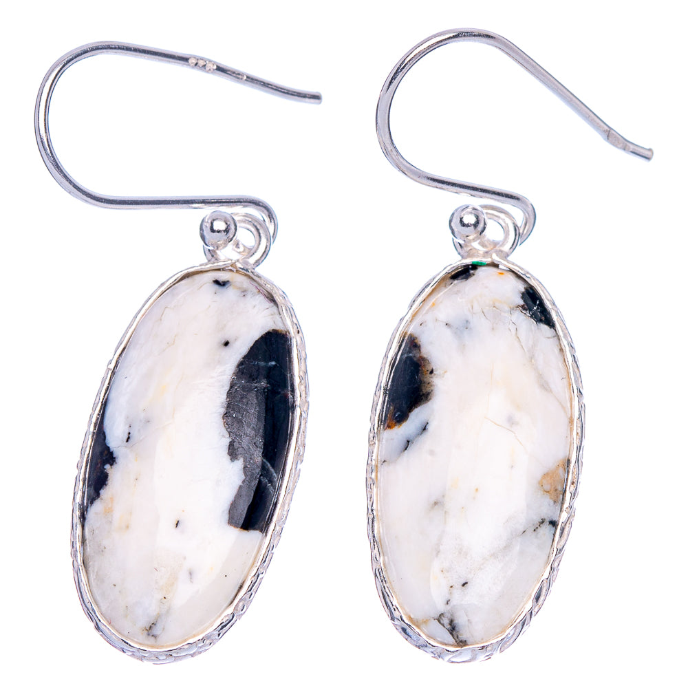 Zebra Jasper Earrings 1 1/2" (925 Sterling Silver) E1894