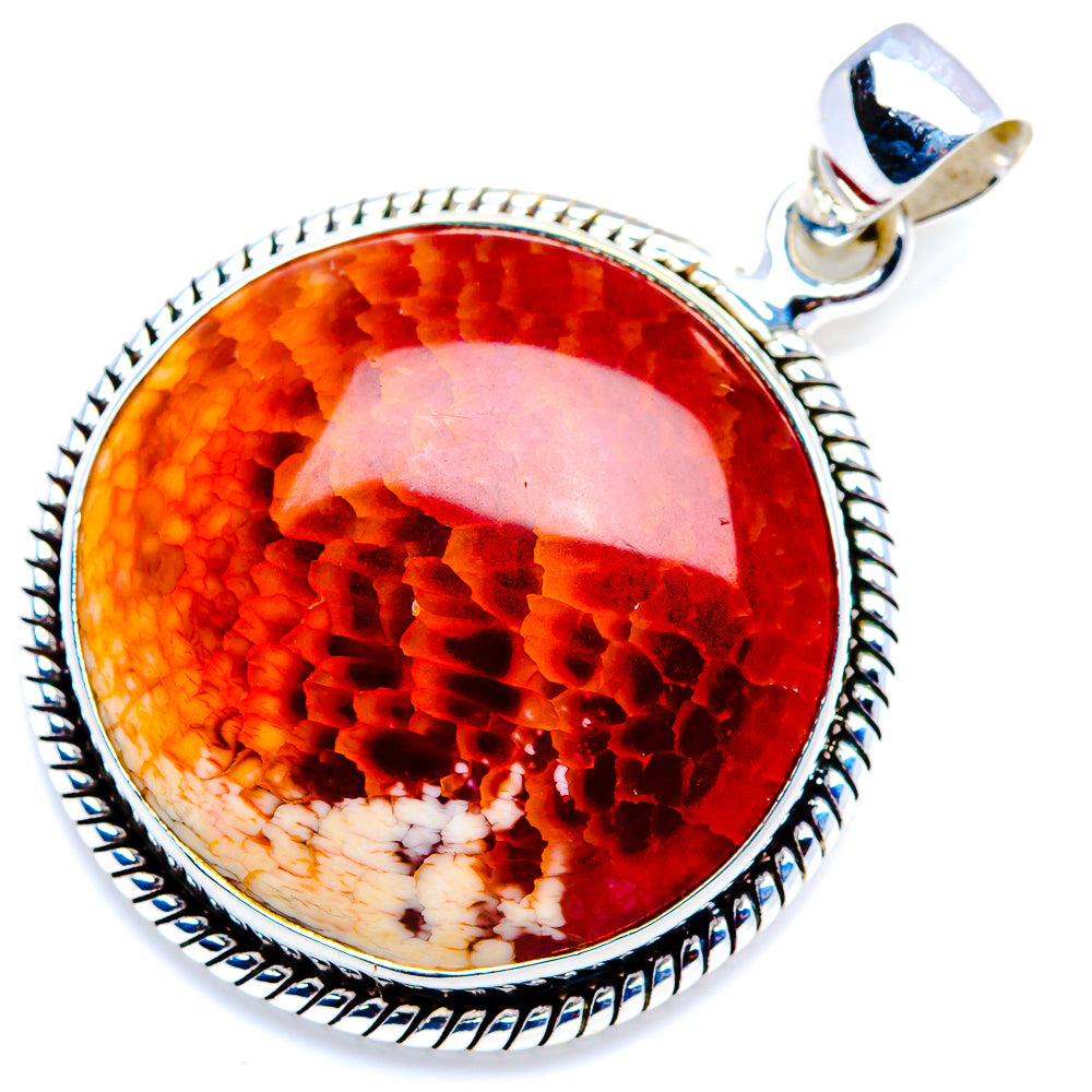 Fire Crab Agate Pendant 1 1/2" (925 Sterling Silver) PD38203