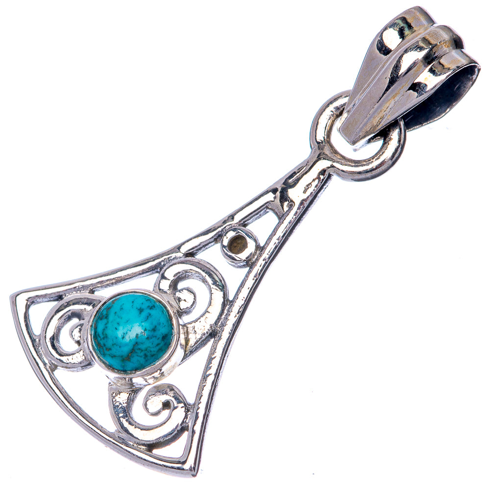 Tibetan Turquoise Dainty Pendant 1 1/8" (925 Sterling Silver) P39887