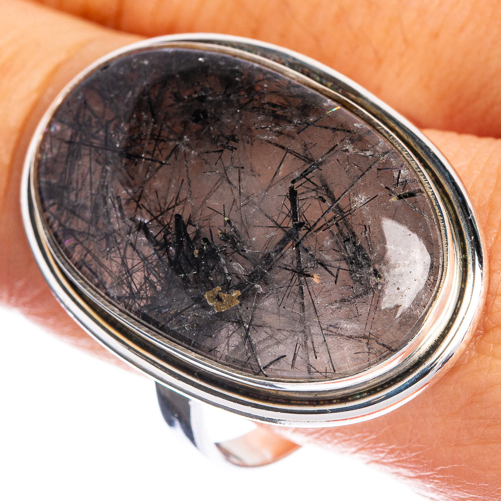 Large Tourmalinated Quartz Ring Size 12 (925 Sterling Silver) R144381
