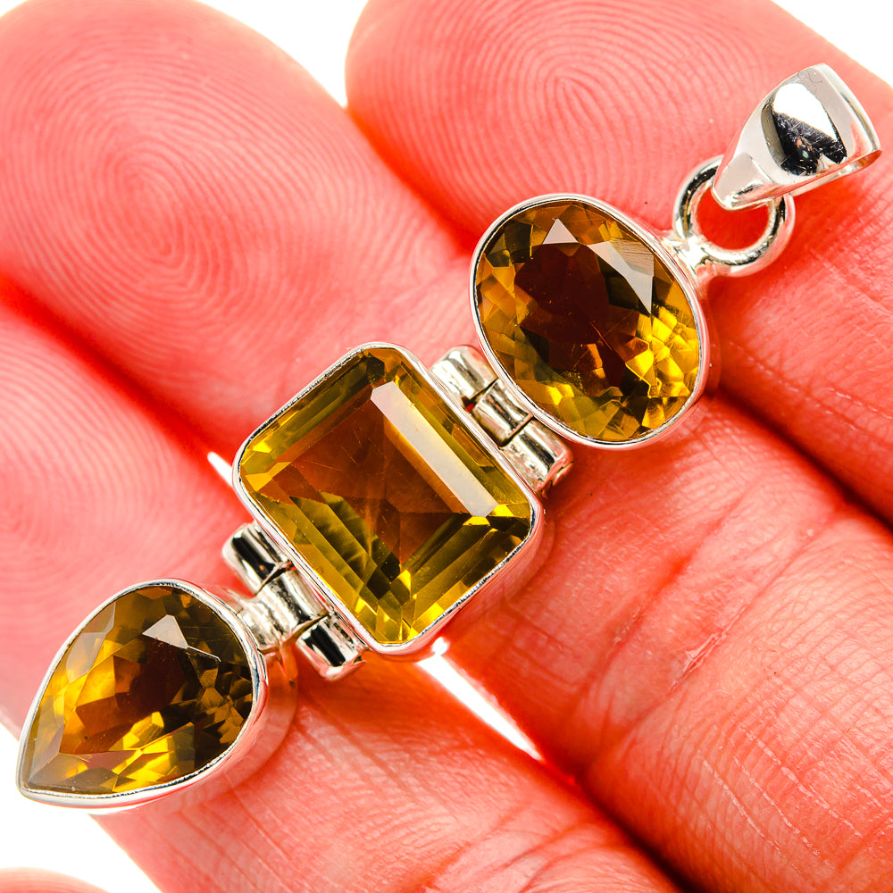 Faceted Citrine Pendant 2" (925 Sterling Silver) PD38127