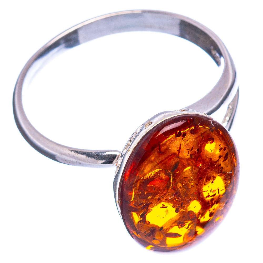Baltic Amber Ring Size 7 Adjustable (.925 Sterling Silver)