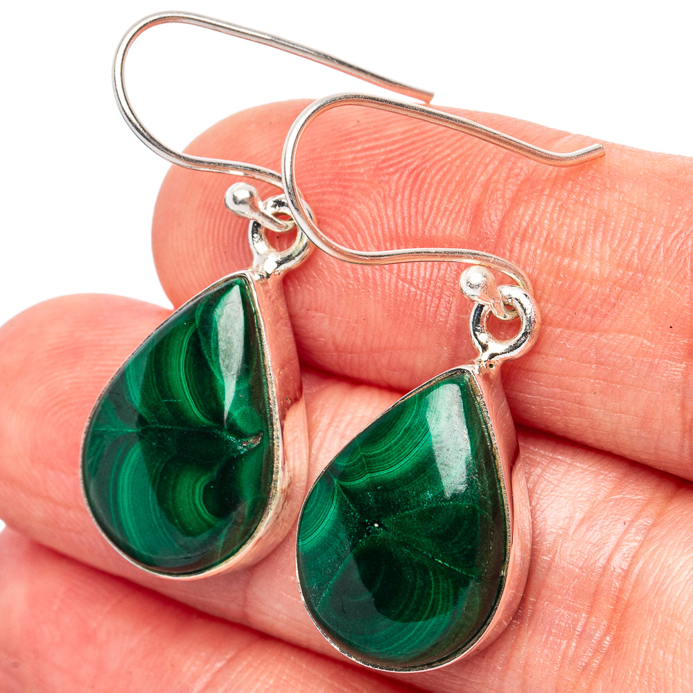 Malachite Earrings 1 3/8" (925 Sterling Silver) E2792