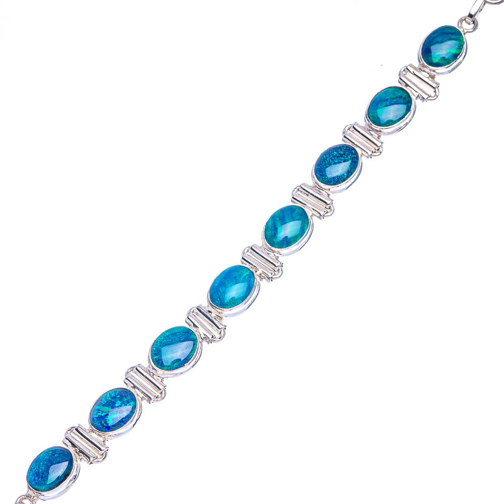 Rare Doublet Opal Bracelets 6 1/4 To 7 3/8" (925 Sterling Silver) B90358