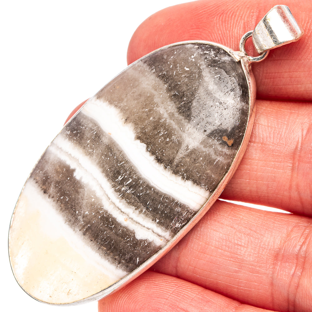 Zebra Calcite Pendant 2 3/8" (Silver Plated)