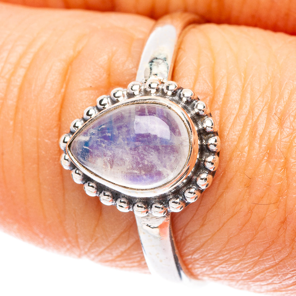 Rainbow Moonstone Dainty Ring Size 8 (925 Sterling Silver) R5814