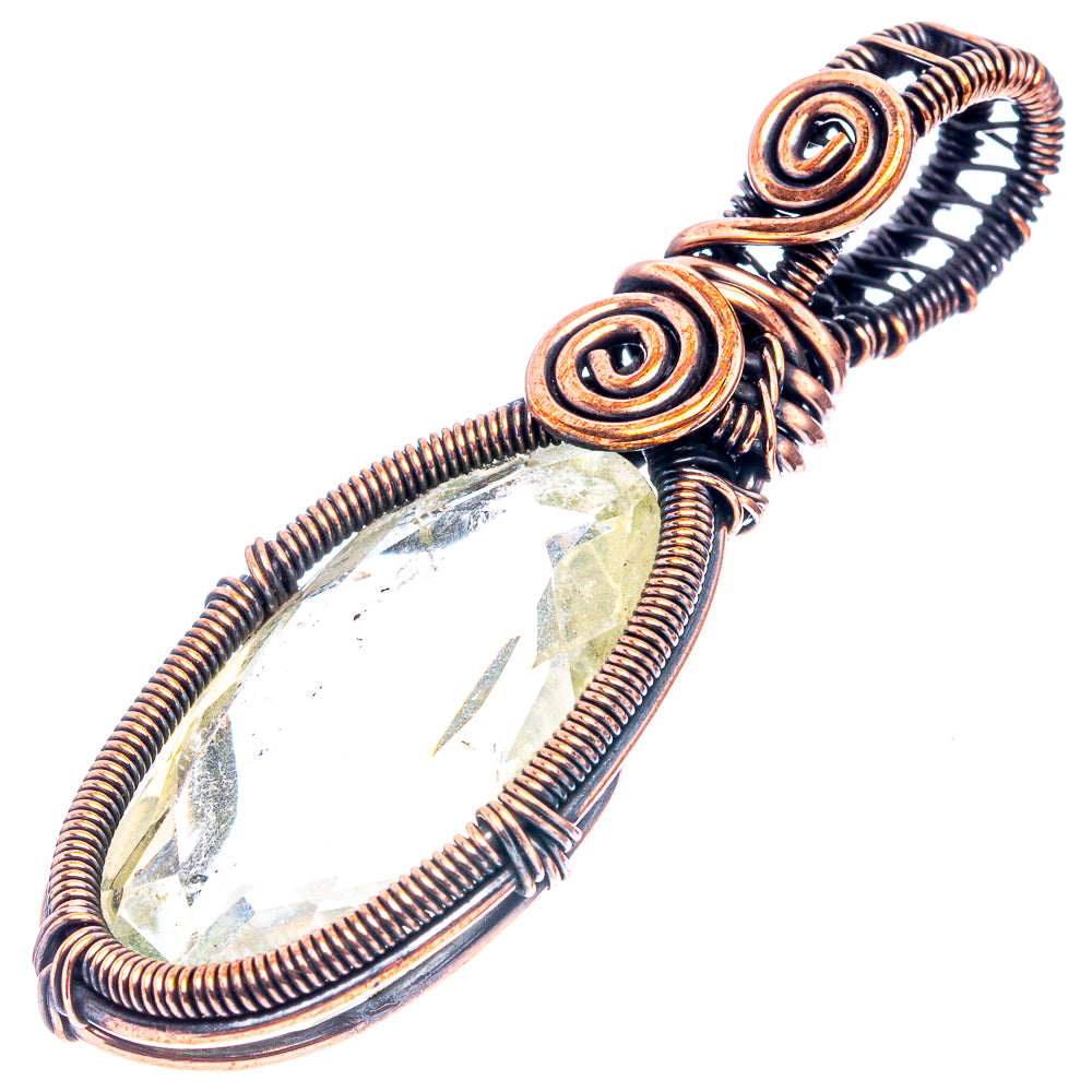 Green Amethyst Wire Wrap Pendant 2 1/4" (Oxidized Copper)