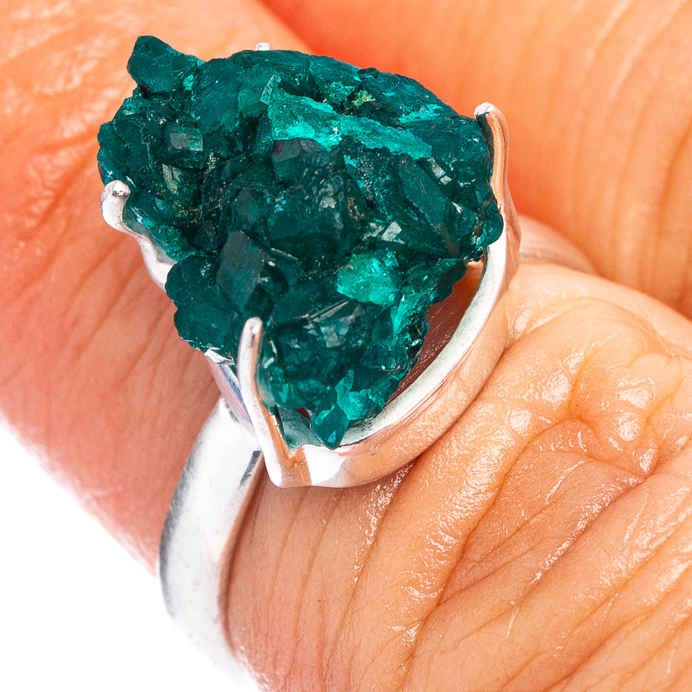 Rare Dioptase Ring Size 5 (.925 Sterling Silver)