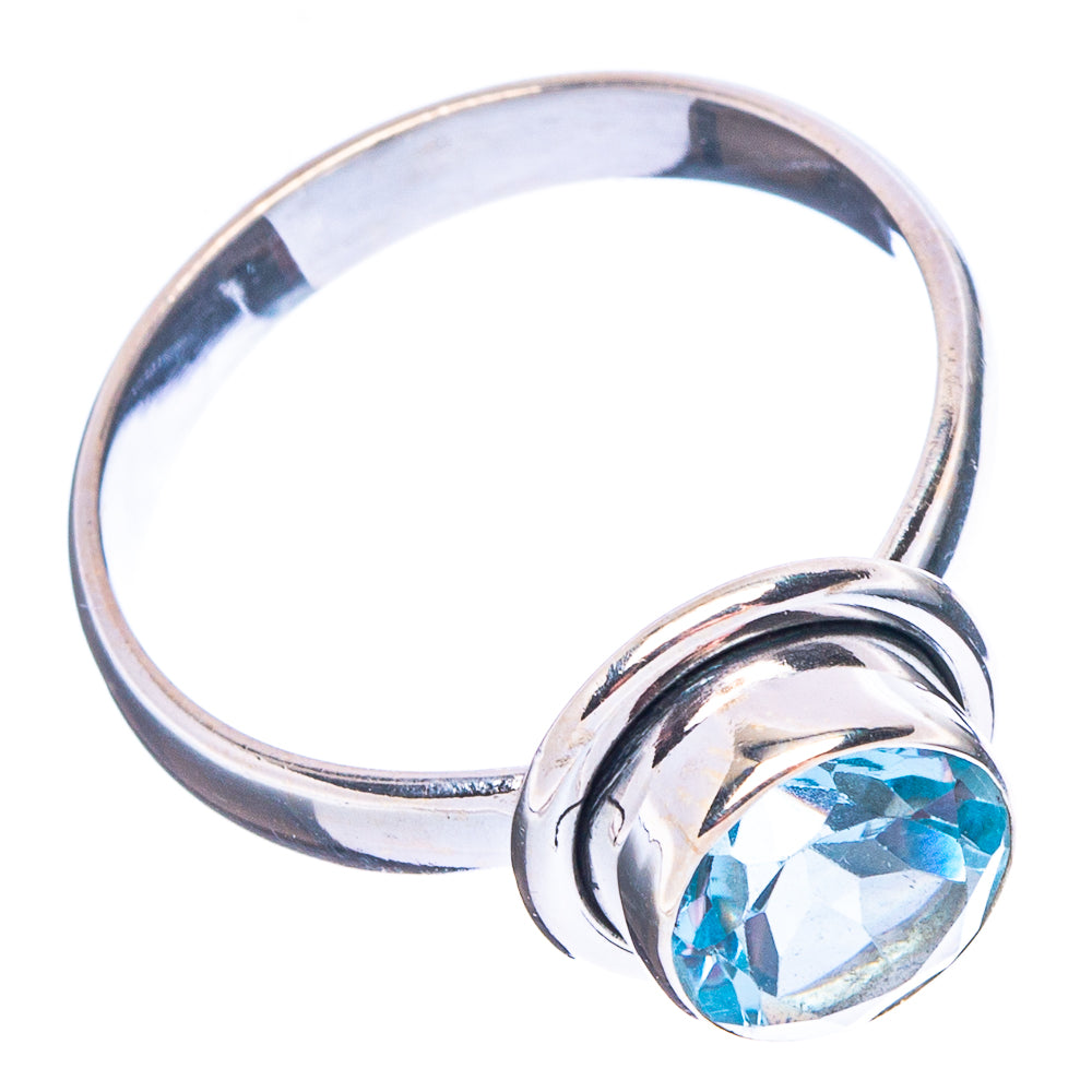 Faceted Blue Topaz Ring Size 8.5 (.925 Sterling Silver)