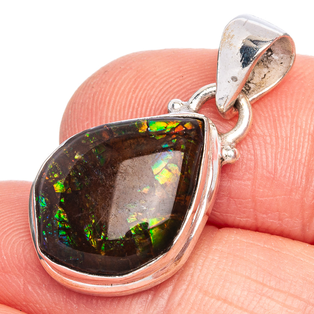 Rare Ammolite Pendant 1 1/8" (925 Sterling Silver) P40357