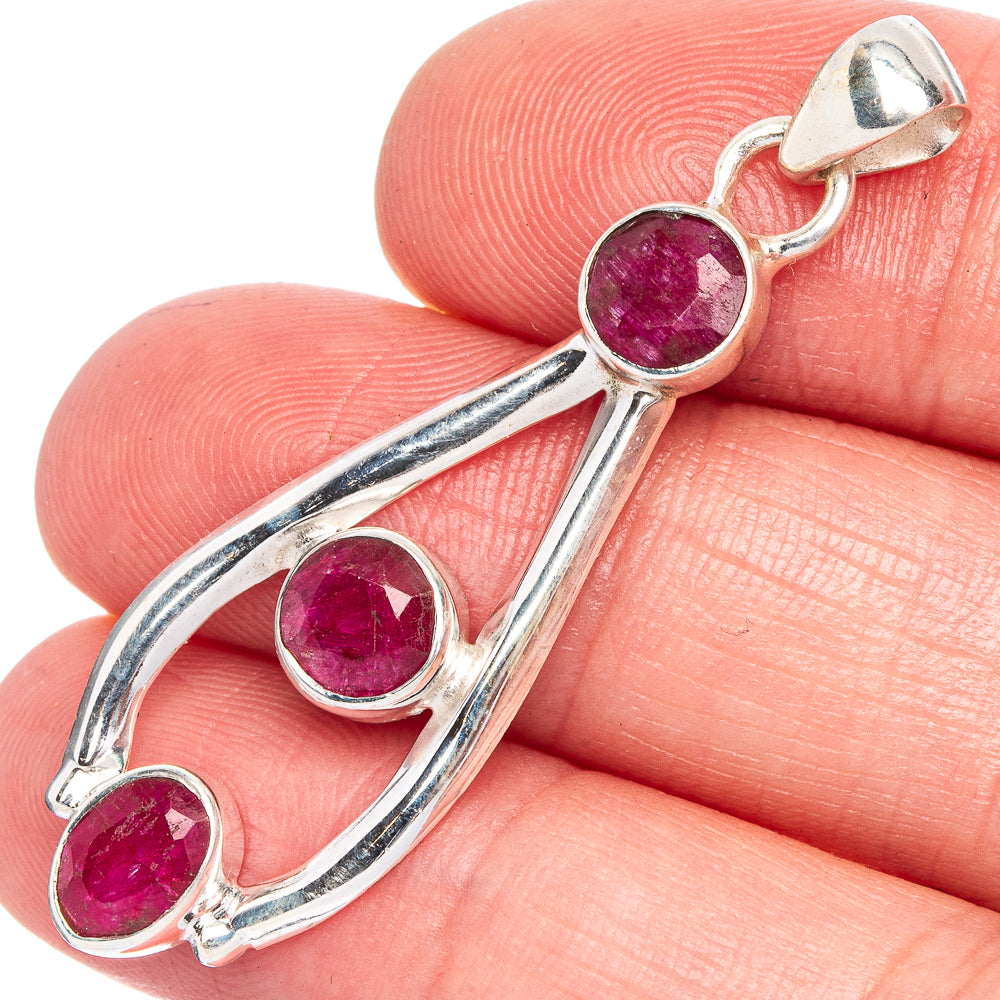 Ruby Pendant 1 3/4" (925 Sterling Silver) P40547
