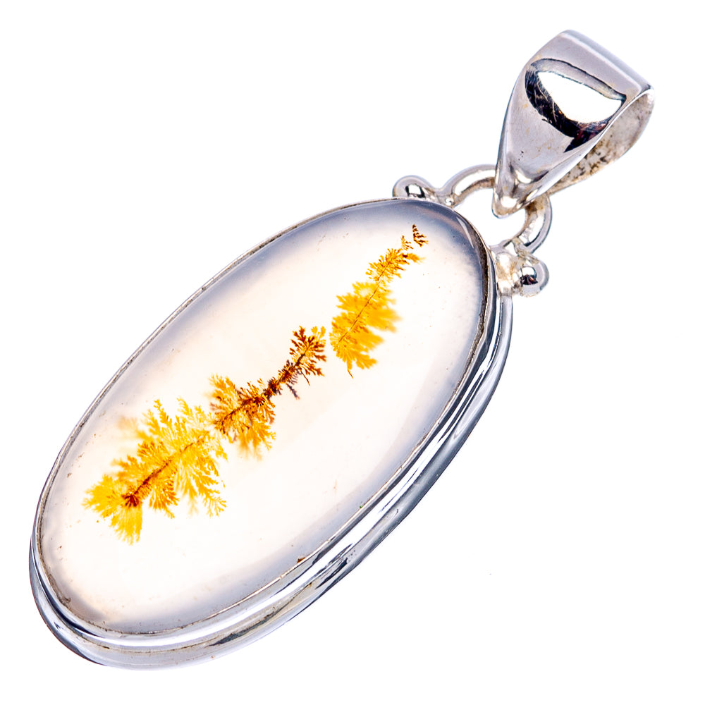 Scenic Dendritic Agate Pendant 1 3/8" (.925 Sterling Silver)