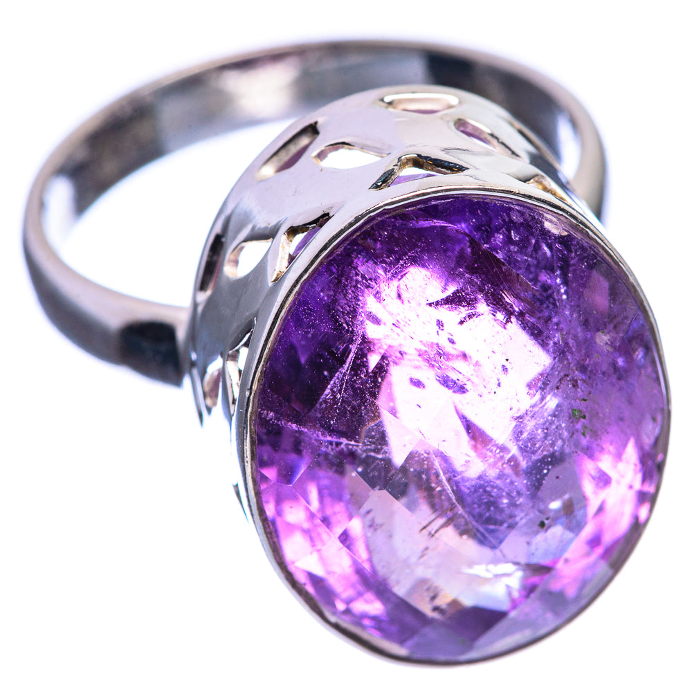 Faceted Amethyst 925 Sterling Silver Ring Size 8.75