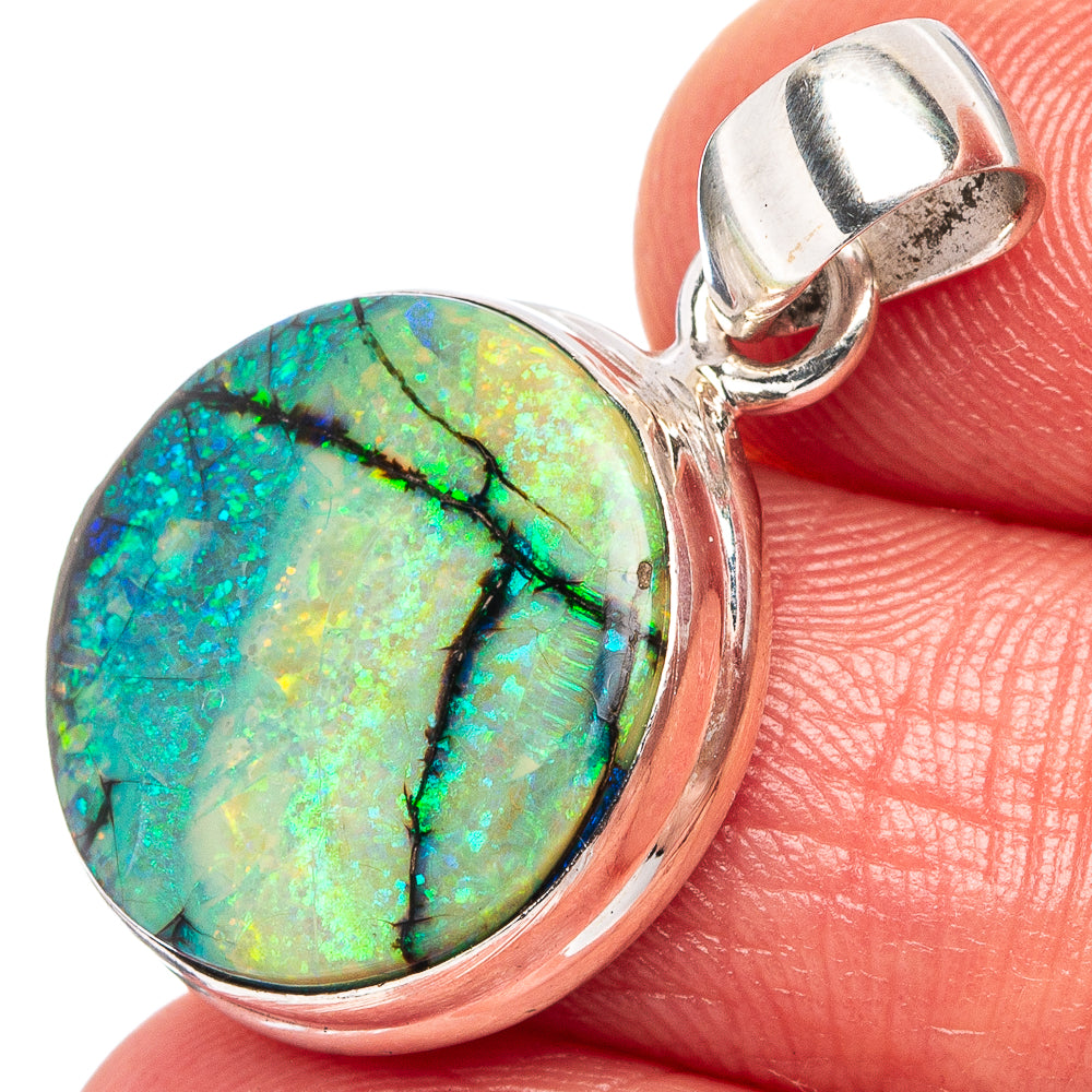 Rare Sterling Opal Pendant 1 1/8" (.925 Sterling Silver)