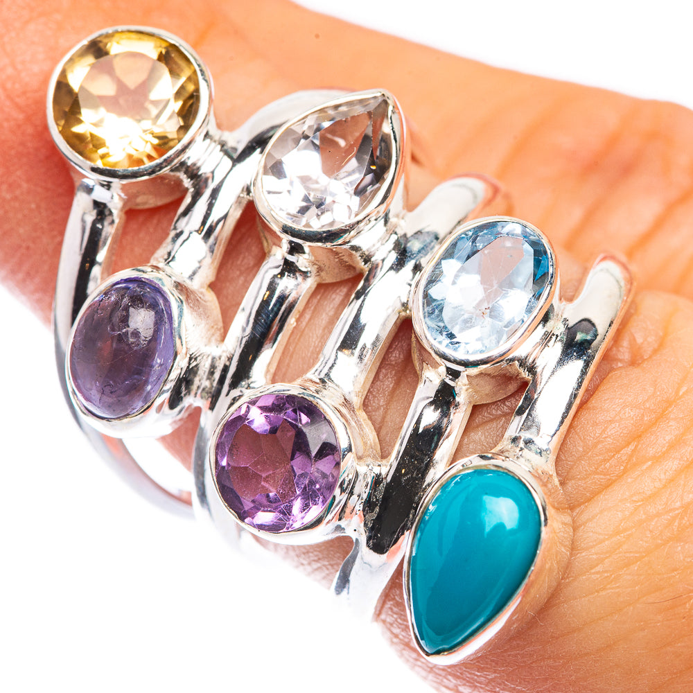 Large Citrine, Tanzanite, White Quartz, Amethyst, Blue Topaz, Sleeping Beauty Turquoise Ring Size 6 (925 Sterling Silver) RING143337