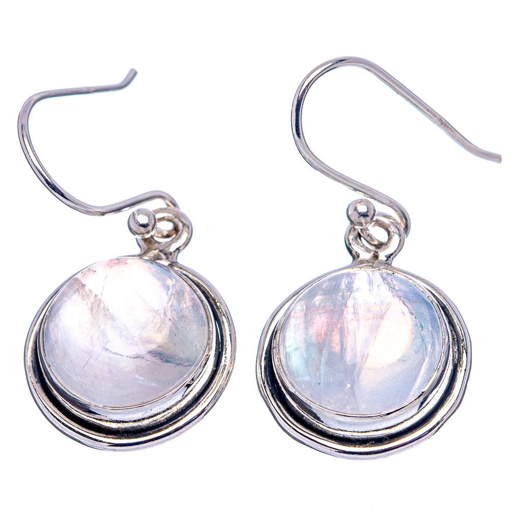 Rainbow Moonstone Earrings 1 1/4" (.925 Sterling Silver)