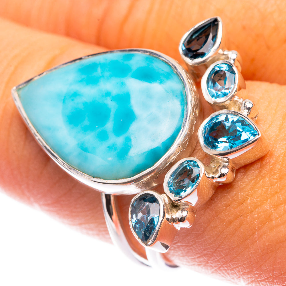 Signature Larimar, Blue Topaz Ring Size 8.25 (925 Sterling Silver) R141701