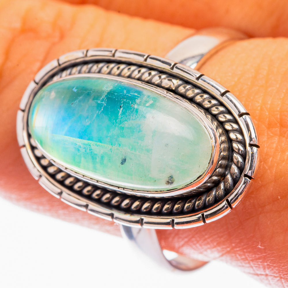 Green Moonstone Ring Size 10.5 (925 Sterling Silver) R142076