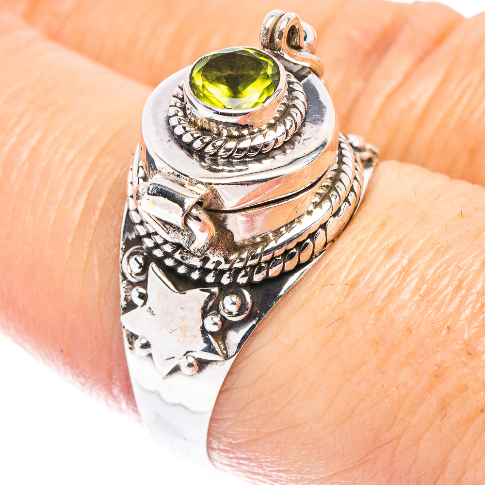 Peridot Poison Ring Size 8 (.925 Sterling Silver)