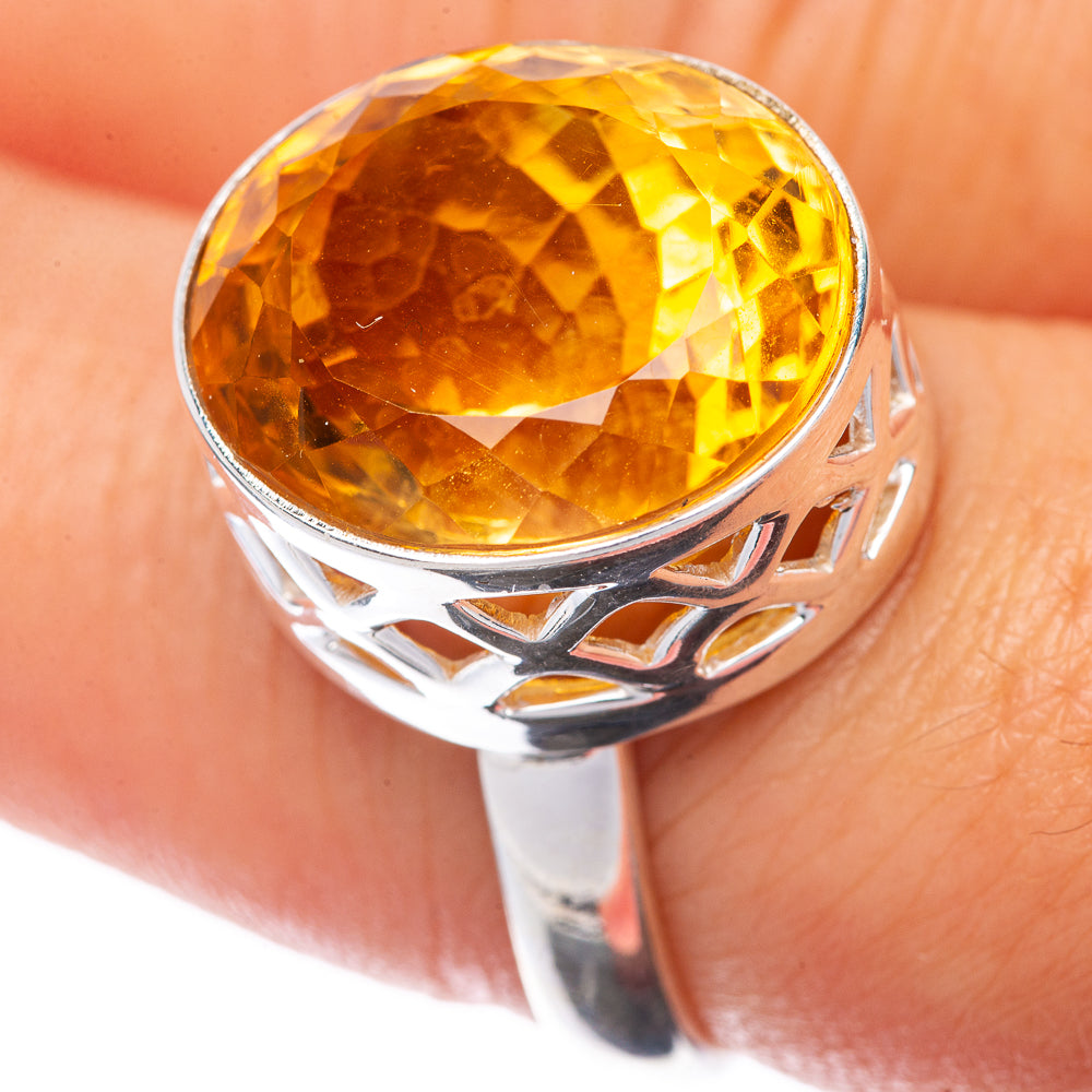 Faceted Citrine Ring Size 7.75 (925 Sterling Silver) R145096