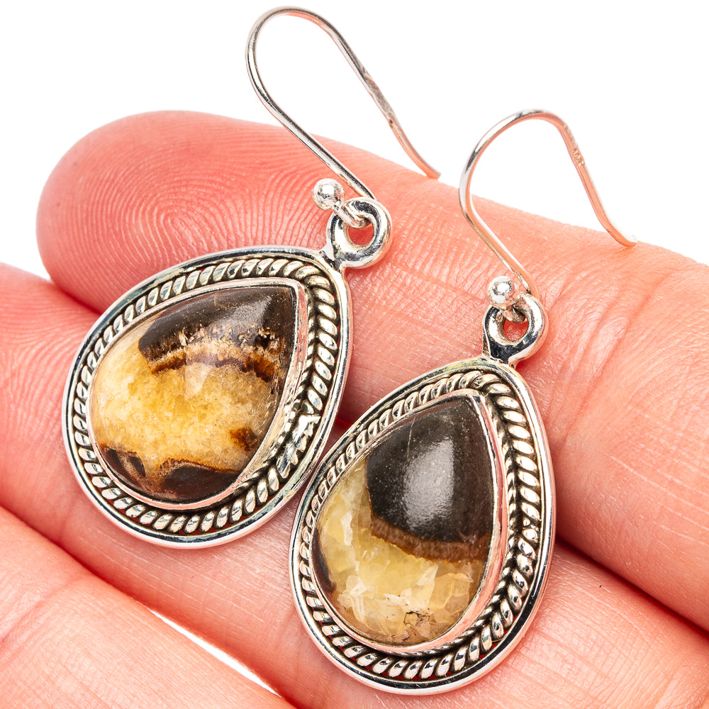Septarian Nodule 925 Sterling Silver Earrings 1 1/2" (925 Sterling Silver) E2092