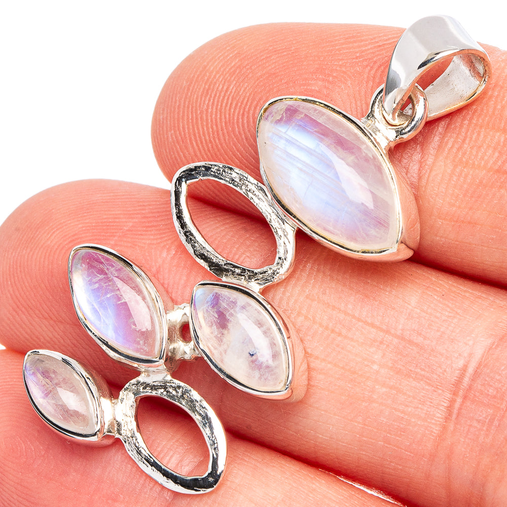 Rainbow Moonstone 925 Sterling Silver Premium Pendants 1 5/8" (925 Sterling Silver) P43708
