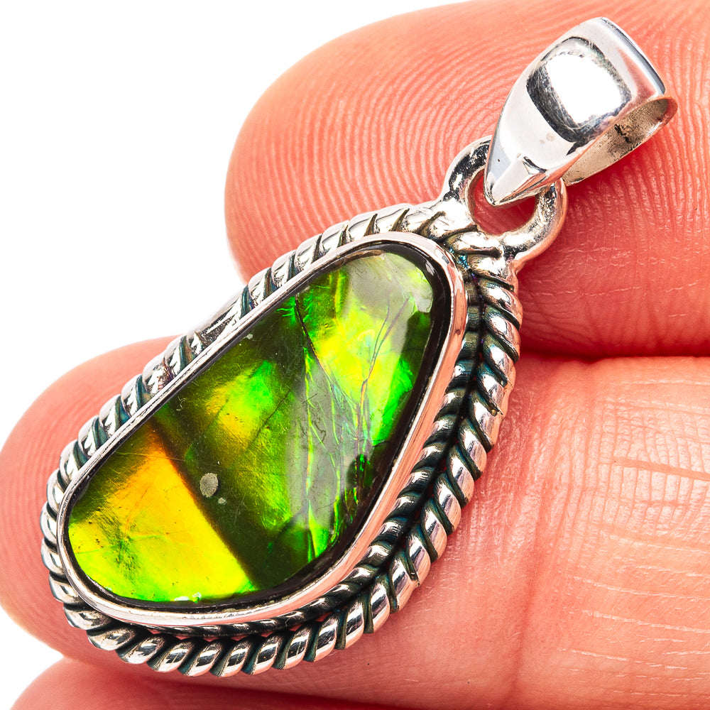 Premium Canadian Ammolite Pendant 1 1/4" (.925 Sterling Silver)