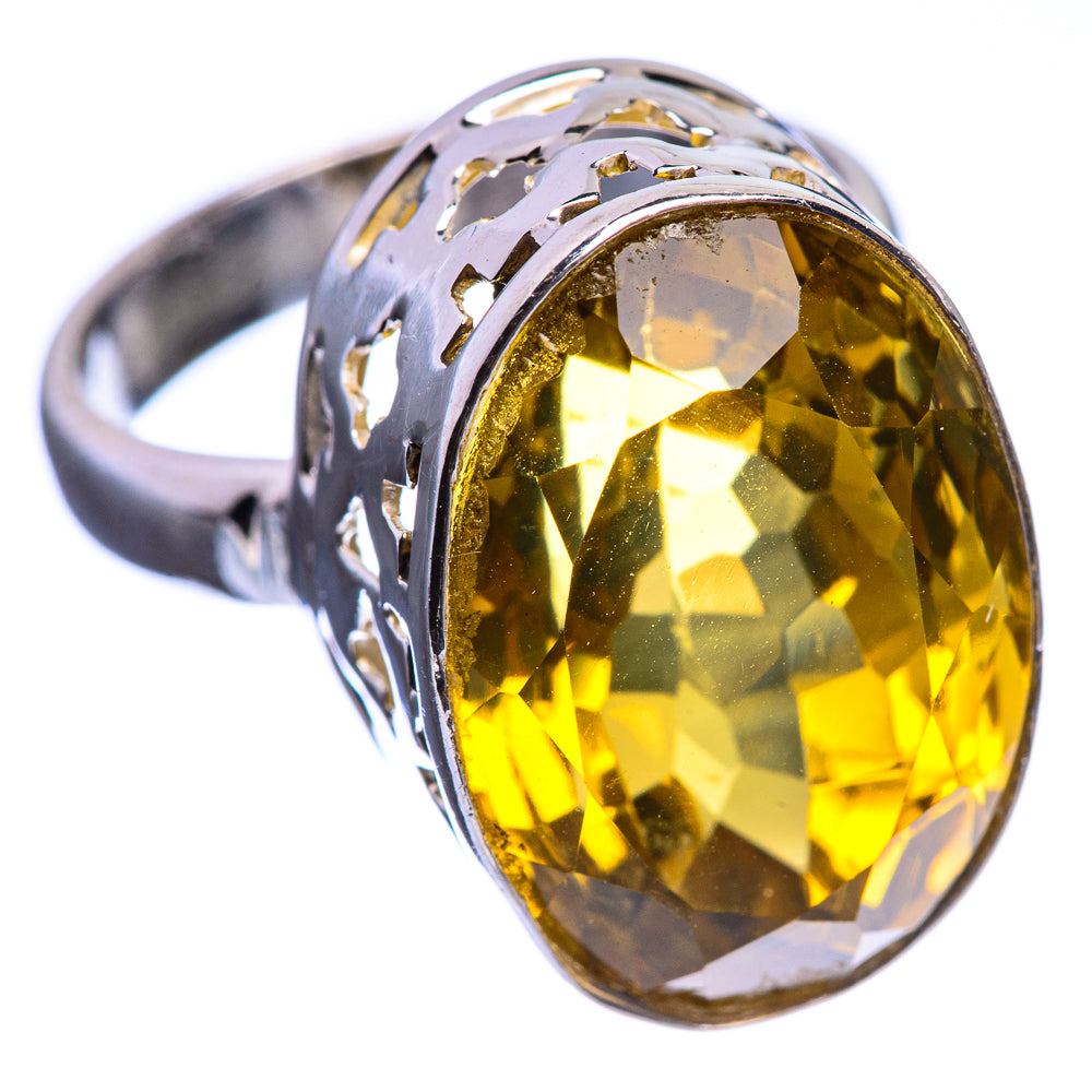 Faceted Citrine 925 Sterling Silver Ring Size 5.5