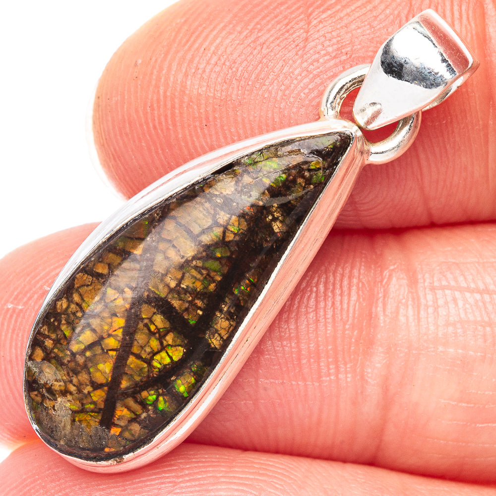 Rare Ammolite Pendant 1 3/8" (925 Sterling Silver) P44307