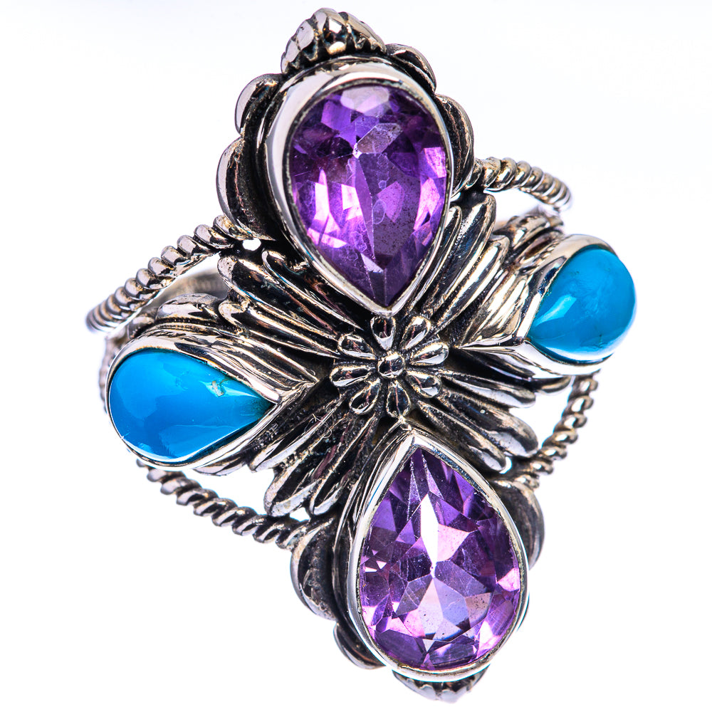 Faceted Amethyst, Sleeping Beauty Turquoise Ring Size 9.5 (925 Sterling Silver) R142090