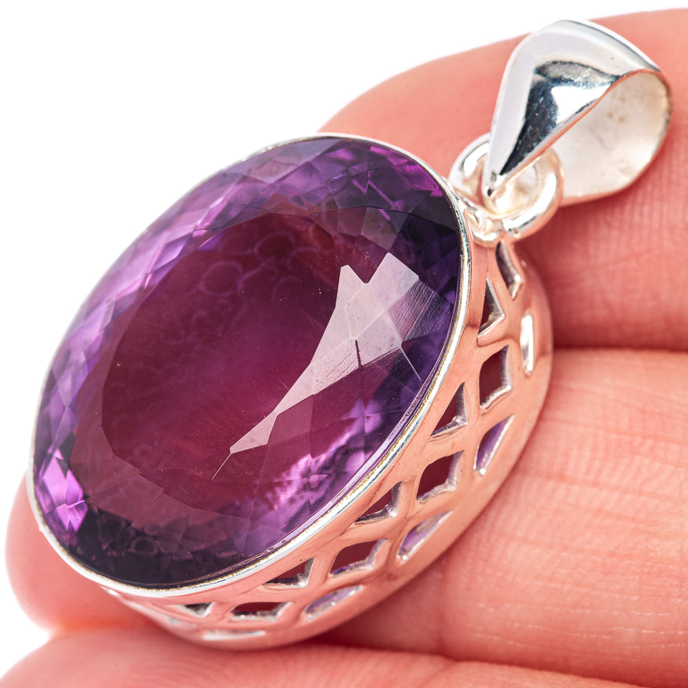 Faceted Premium Amethyst Pendant 1 1/4" (925 Sterling Silver) P39875