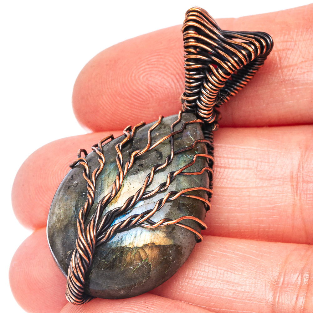 Labradorite Tree of Life Pendant 1 3/4" (Oxidized Copper)