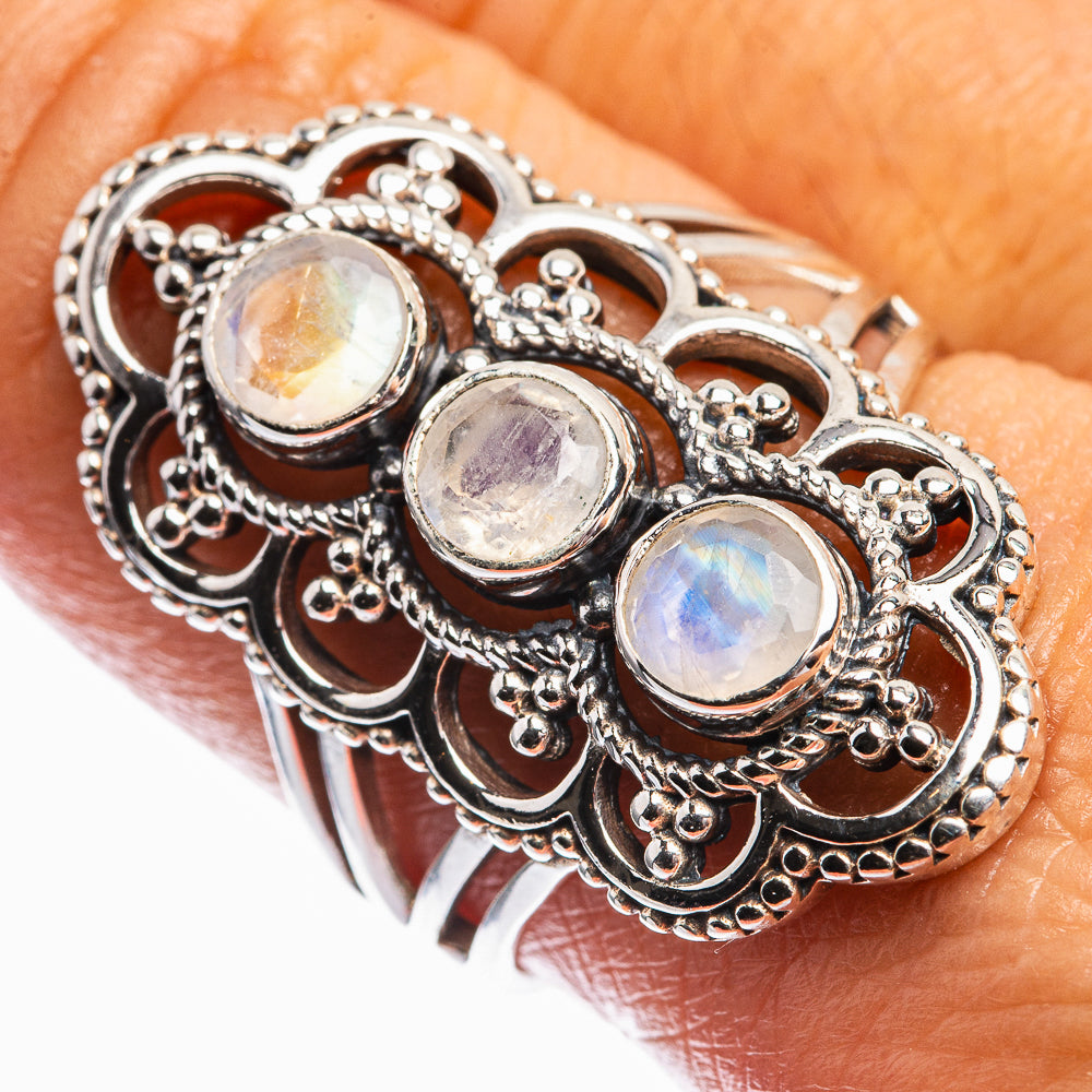 Rainbow Moonstone Ring Size 8.75 (925 Sterling Silver) R142240