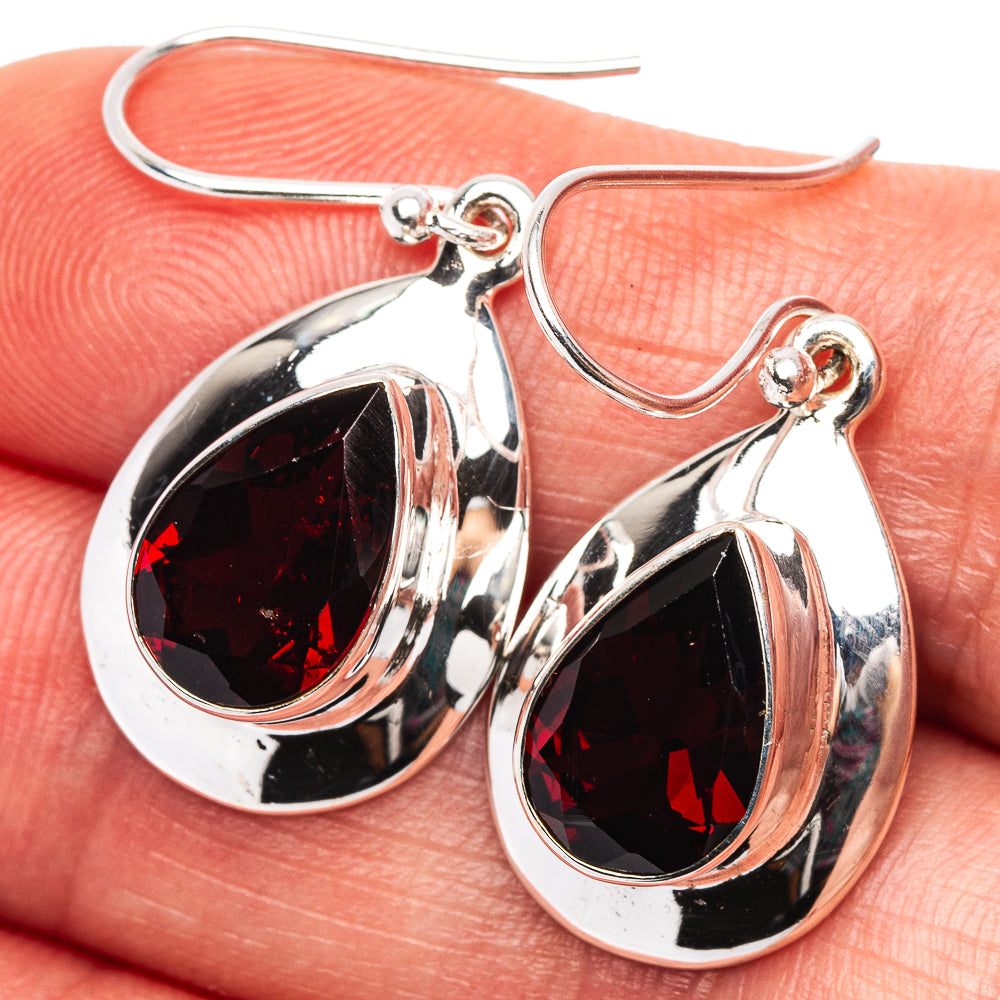 Premium Garnet Earrings 1 1/4" (.925 Sterling Silver)