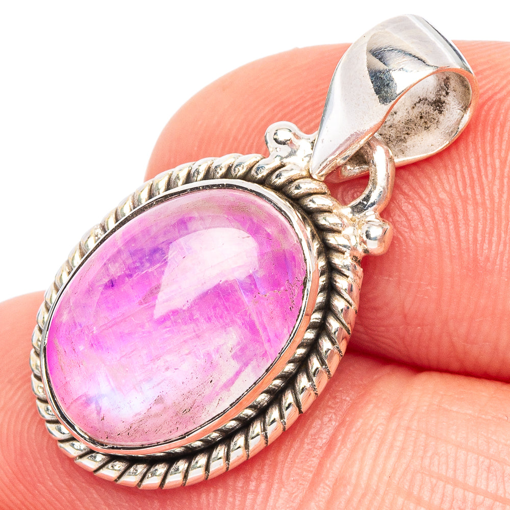 Pink Moonstone Pendant 1 1/8" (925 Sterling Silver) P44726