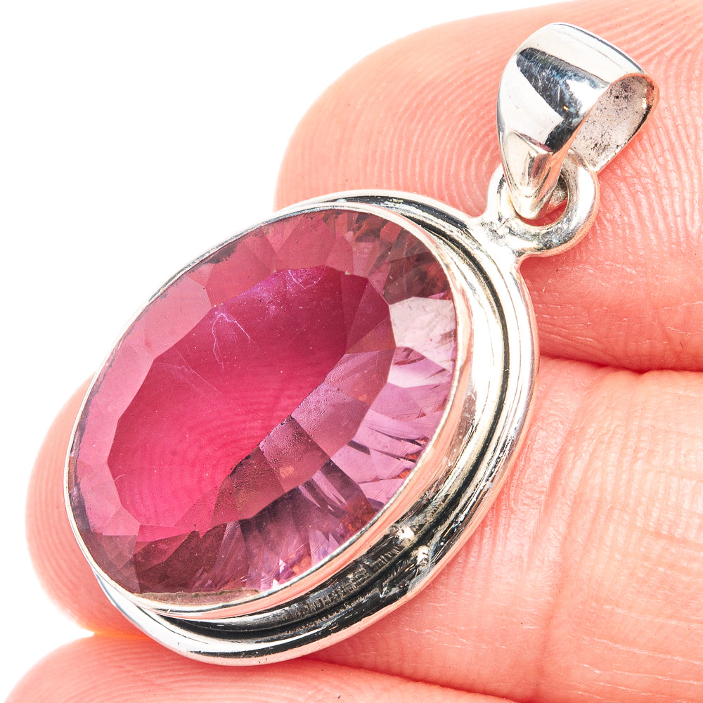 Faceted Color Change Alexandrite (Lab.) Pendant 1 1/4" (925 Sterling Silver) P39267